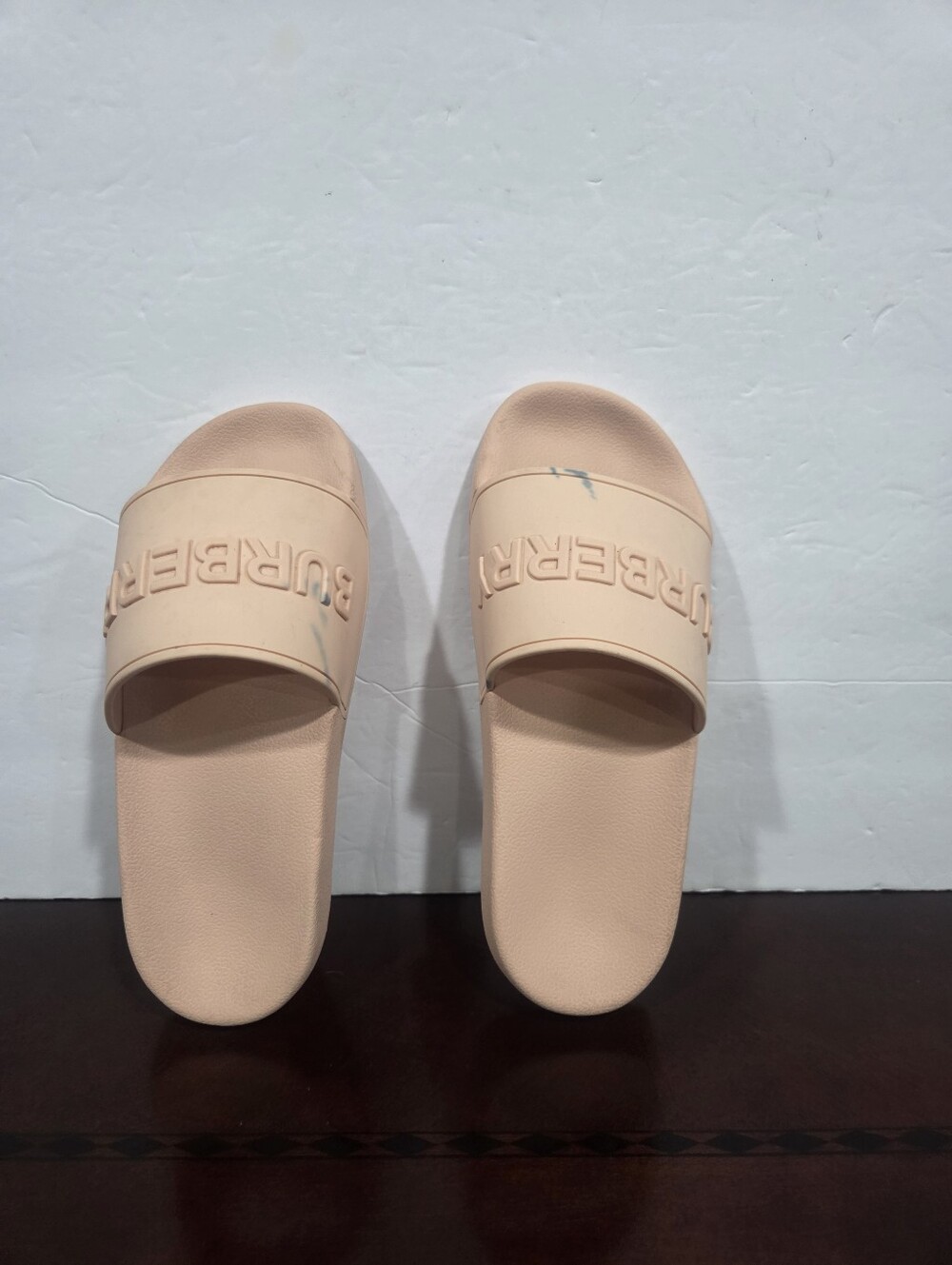 Burberry Pale Blush Pink Logo Slide Sandals Sz.38